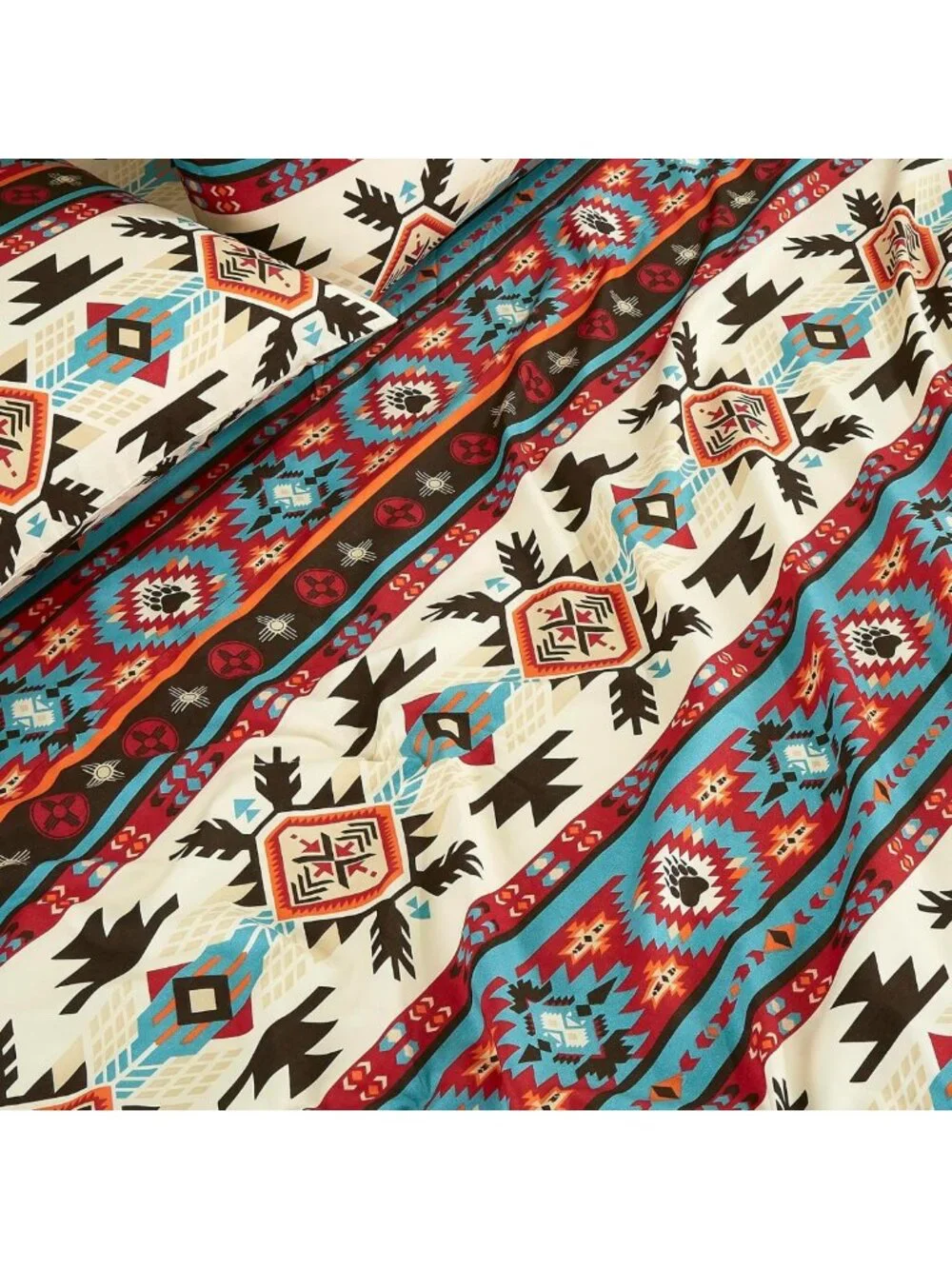 Southwestern Geometric Twin Sheet Set - Multicolor Brushed Microfiber, Deep